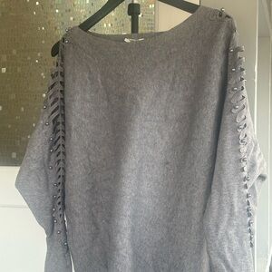 Siren Lily Gray Sweater with Side Lace Detailing